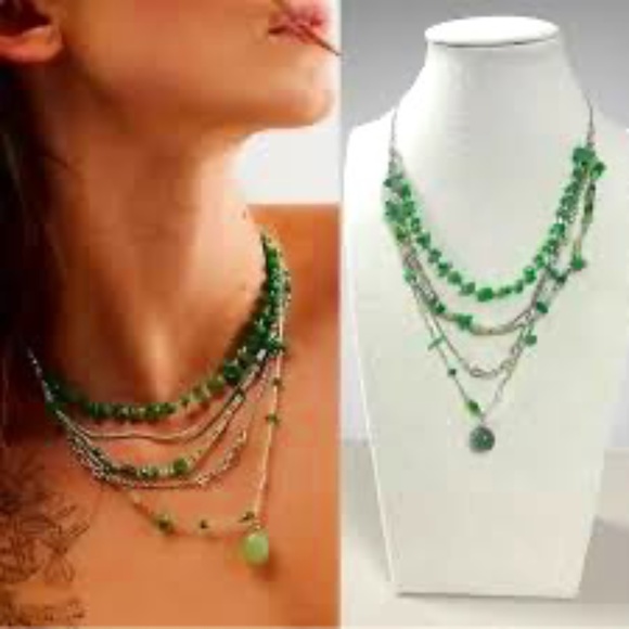 Free People Green Beaded Necklace - Picture 2 of 4